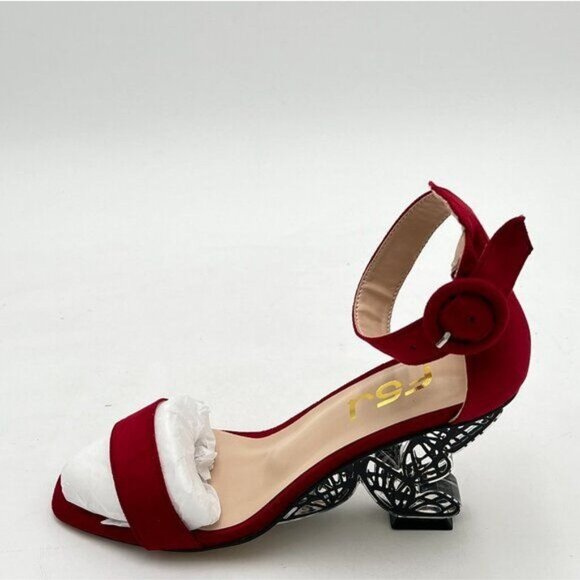 FSJ Women Chic open Toe Butterfly High Heel  Pumps Special Slip On Ankle Strap - Picture 2 of 8